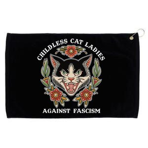 Childless Cat Ladies Against Fascism Funny Cat Feminist Grommeted Golf Towel