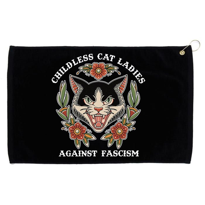 Childless Cat Ladies Against Fascism Funny Cat Feminist Grommeted Golf Towel