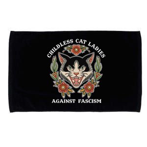 Childless Cat Ladies Against Fascism Funny Cat Feminist Microfiber Hand Towel