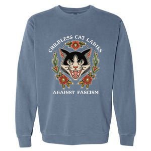 Childless Cat Ladies Against Fascism Funny Cat Feminist Garment-Dyed Sweatshirt