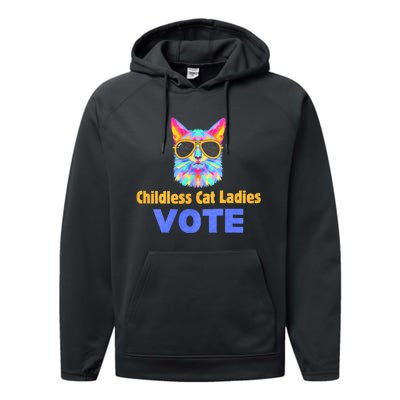 Childless Cat Ladies Vote Blue Performance Fleece Hoodie