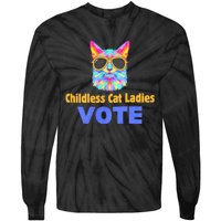 Childless Cat Ladies Vote Blue Tie-Dye Long Sleeve Shirt