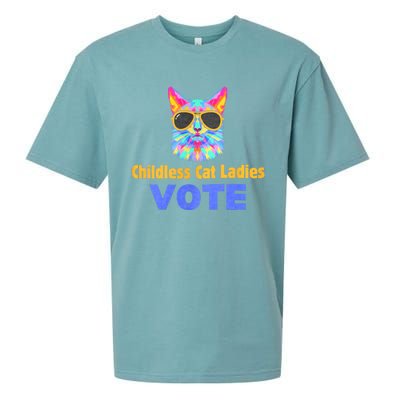 Childless Cat Ladies Vote Blue Sueded Cloud Jersey T-Shirt