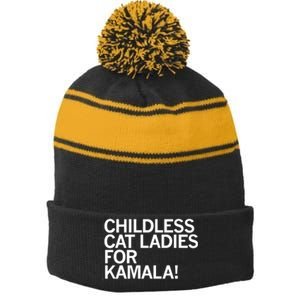 Childless Cat Ladies For Kamala Stripe Pom Pom Beanie