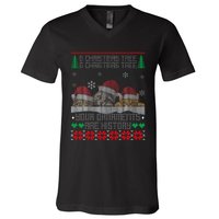 Christmas Cat Lover Holiday Xmas Gift Ugly Sweater V-Neck T-Shirt