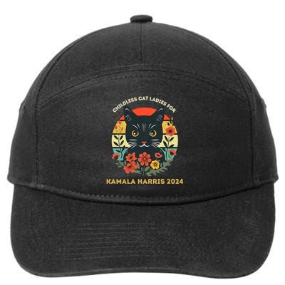 Childless Cat Ladies For Kamala Harris 2024 Election 7-Panel Snapback Hat