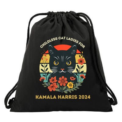 Childless Cat Ladies For Kamala Harris 2024 Election Drawstring Bag