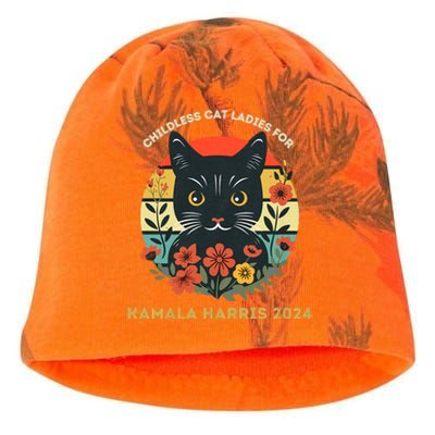 Childless Cat Ladies For Kamala Harris 2024 Election Kati - Camo Knit Beanie