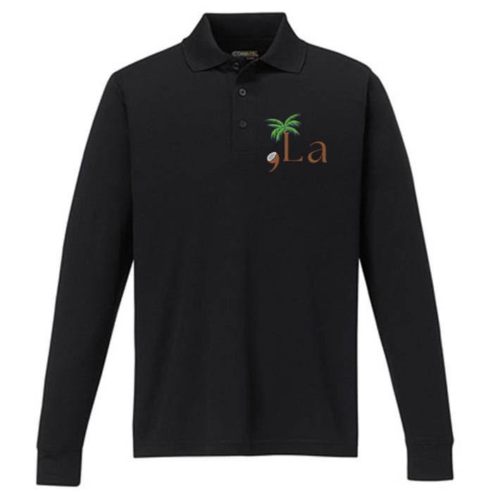 Coconut Comma + La Kamala Harris 2024 President Election Performance Long Sleeve Polo