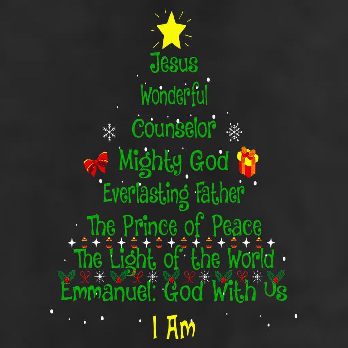 Christian Christmas Lover Bible Names of Jesus Tree Xmas 7 Panel Mesh Trucker Snapback Hat