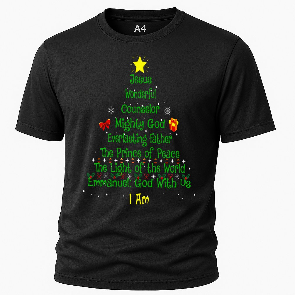Christian Christmas Lover Bible Names of Jesus Tree Xmas Cooling Performance Crew T-Shirt
