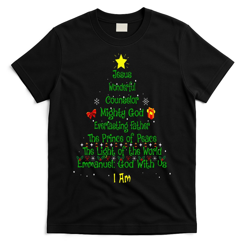 Christian Christmas Lover Bible Names of Jesus Tree Xmas T-Shirt