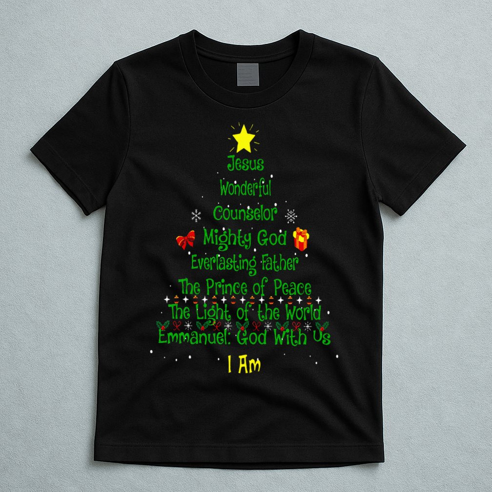 Christian Christmas Lover Bible Names of Jesus Tree Xmas T-Shirt