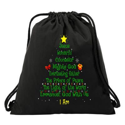 Christian Christmas Lover Bible Names of Jesus Tree Xmas Drawstring Bag