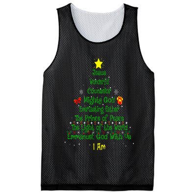 Christian Christmas Lover Bible Names of Jesus Tree Xmas Mesh Reversible Basketball Jersey Tank