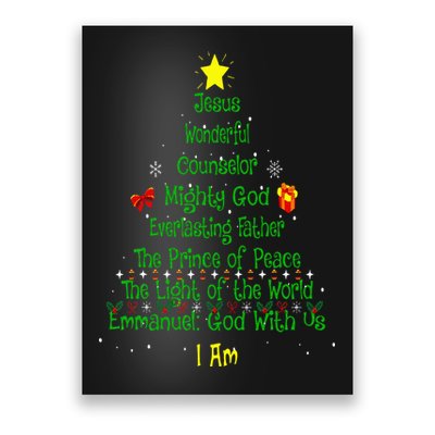 Christian Christmas Lover Bible Names of Jesus Tree Xmas Poster