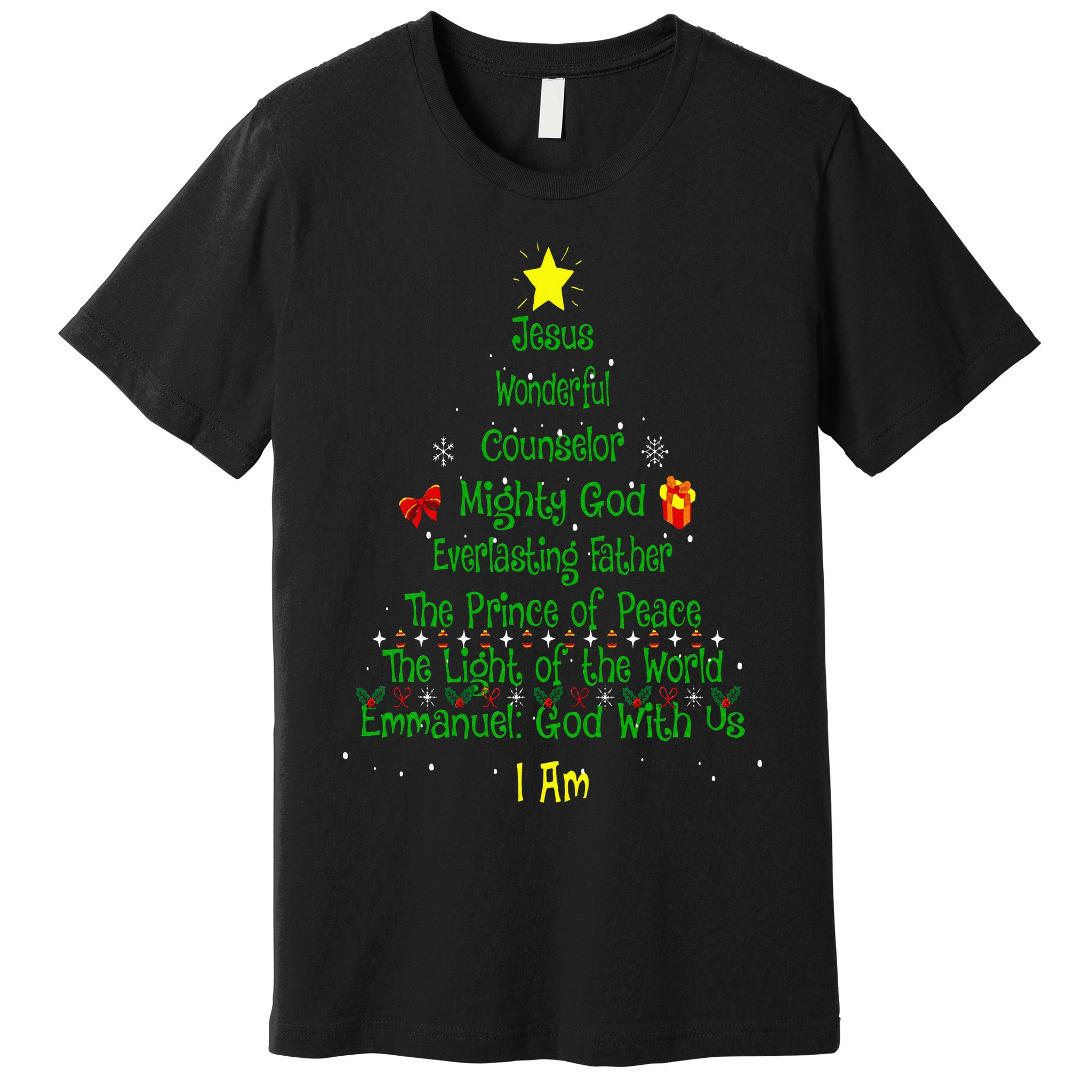 Christian Christmas Lover Bible Names of Jesus Tree Xmas Premium T-Shirt