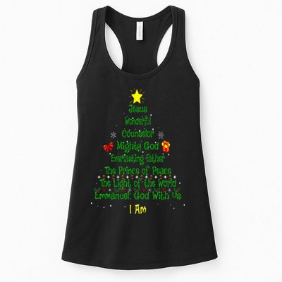 Christian Christmas Lover Bible Names of Jesus Tree Xmas Womens Tank Top