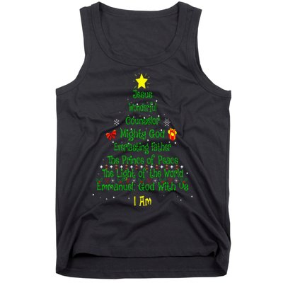 Christian Christmas Lover Bible Names of Jesus Tree Xmas Tank Top