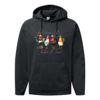 Christmas Chicken Lover Xmas Santa Hat Funny Farm Gift  Performance Fleece Hoodie