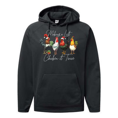 Christmas Chicken Lover Xmas Santa Hat Funny Farm Gift  Performance Fleece Hoodie