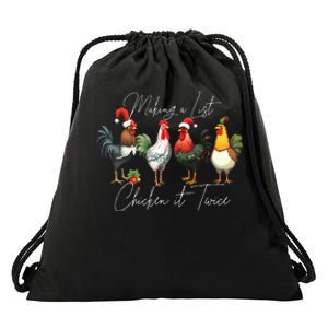 Christmas Chicken Lover Xmas Santa Hat Funny Farm Gift  Drawstring Bag