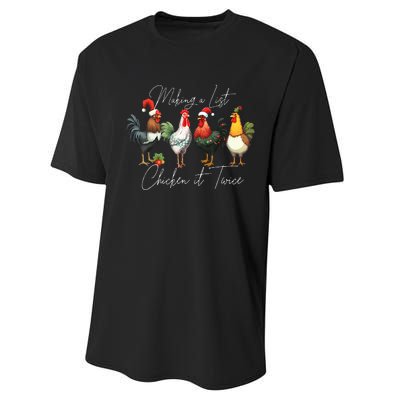 Christmas Chicken Lover Xmas Santa Hat Funny Farm Gift  Performance Sprint T-Shirt