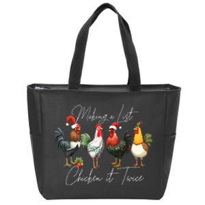 Christmas Chicken Lover Xmas Santa Hat Funny Farm Gift  Zip Tote Bag