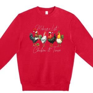 Christmas Chicken Lover Xmas Santa Hat Funny Farm Gift  Premium Crewneck Sweatshirt