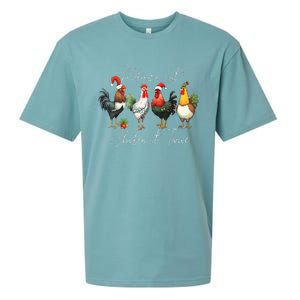 Christmas Chicken Lover Xmas Santa Hat Funny Farm Gift  Sueded Cloud Jersey T-Shirt