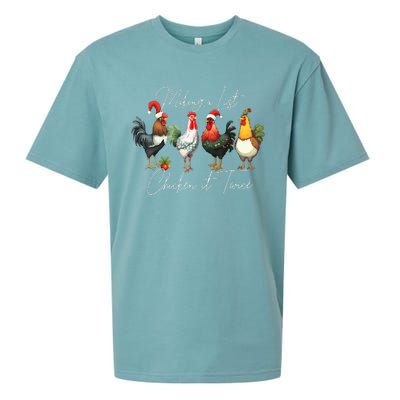 Christmas Chicken Lover Xmas Santa Hat Funny Farm Gift  Sueded Cloud Jersey T-Shirt