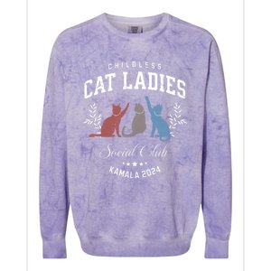 Childless Cat Ladies Kamala 2024 Election President Women Colorblast Crewneck Sweatshirt