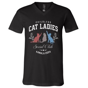 Childless Cat Ladies Kamala 2024 Election President Women V-Neck T-Shirt