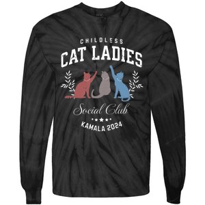 Childless Cat Ladies Kamala 2024 Election President Women Tie-Dye Long Sleeve Shirt