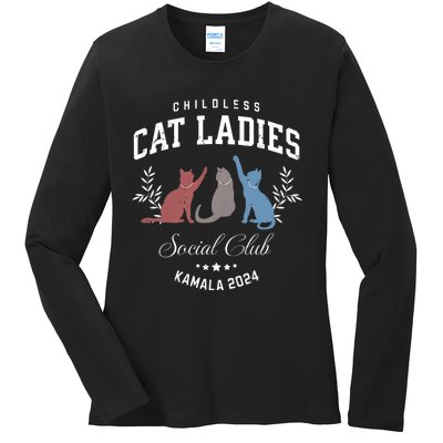 Childless Cat Ladies Kamala 2024 Election President Women Ladies Long Sleeve Shirt