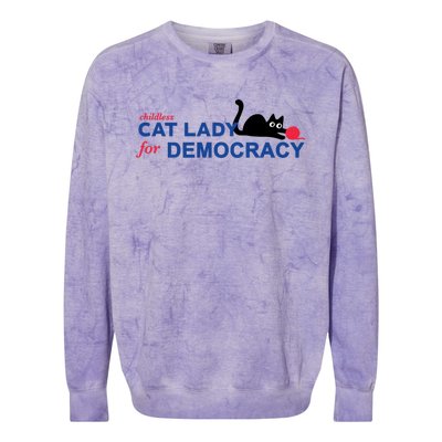 Childless Cat Lady For Democracy Voting Election 2024 Usa Colorblast Crewneck Sweatshirt