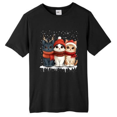 Cat Christmas Light Reindeer Santa Xmas Cat Lover Gift Tall Fusion ChromaSoft Performance T-Shirt