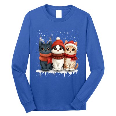 Cat Christmas Light Reindeer Santa Xmas Cat Lover Gift Long Sleeve Shirt