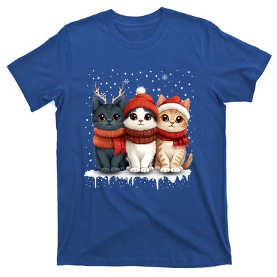 Cat Christmas Light Reindeer Santa Xmas Cat Lover Gift T-Shirt