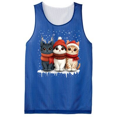 Cat Christmas Light Reindeer Santa Xmas Cat Lover Gift Mesh Reversible Basketball Jersey Tank