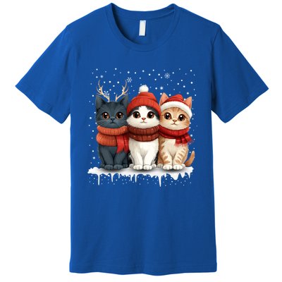 Cat Christmas Light Reindeer Santa Xmas Cat Lover Gift Premium T-Shirt