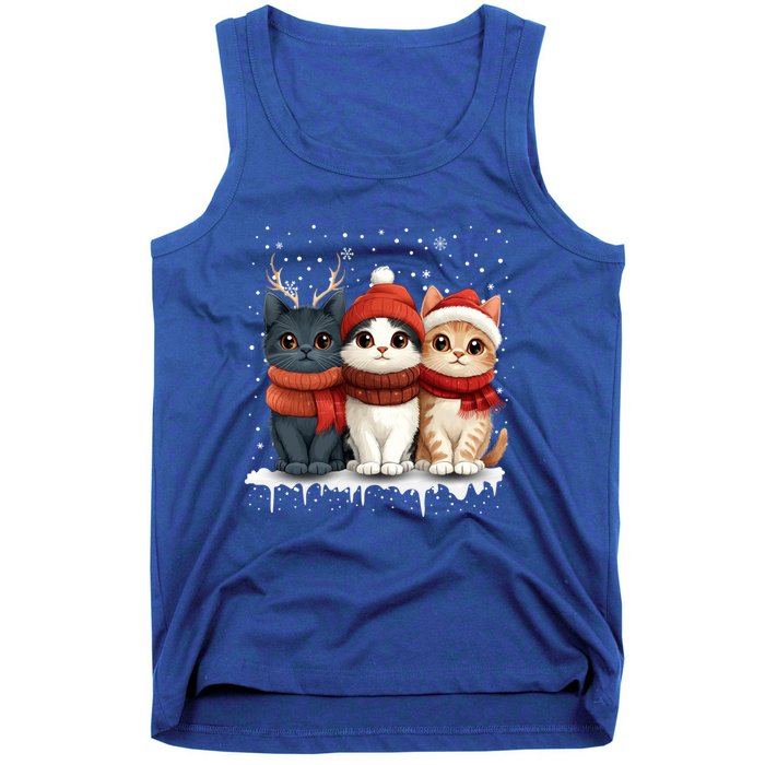 Cat Christmas Light Reindeer Santa Xmas Cat Lover Gift Tank Top