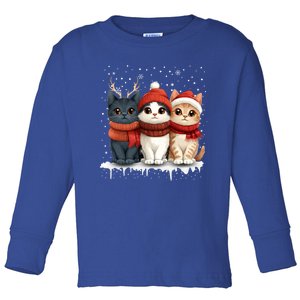 Cat Christmas Light Reindeer Santa Xmas Cat Lover Gift Toddler Long Sleeve Shirt