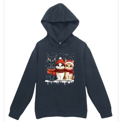 Cat Christmas Light Reindeer Santa Xmas Cat Lover Gift Urban Pullover Hoodie