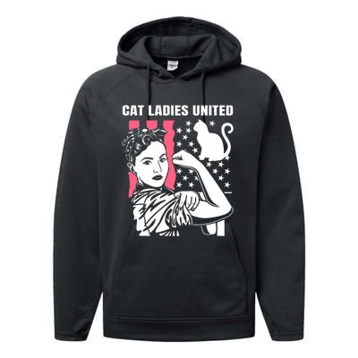 Childless Cat Lady For Cat Mom Women Cat Ladies Performance Fleece Hoodie