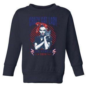 Crazy Cat Lady For Kamala 2024 Toddler Sweatshirt