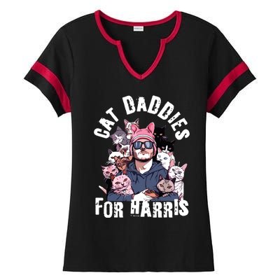 Childless Cat Lady Kamala Cat Dad Ladies Halftime Notch Neck Tee