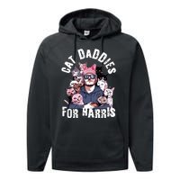 Childless Cat Lady Kamala Cat Dad Performance Fleece Hoodie