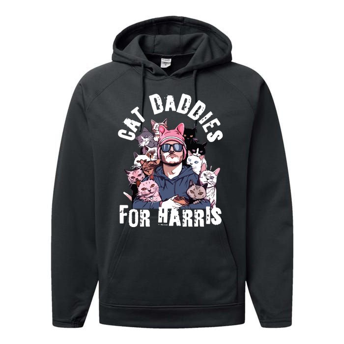 Childless Cat Lady Kamala Cat Dad Performance Fleece Hoodie