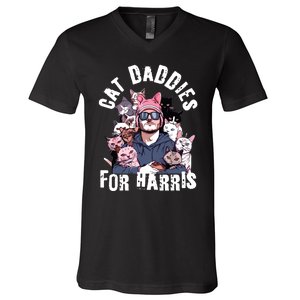 Childless Cat Lady Kamala Cat Dad V-Neck T-Shirt